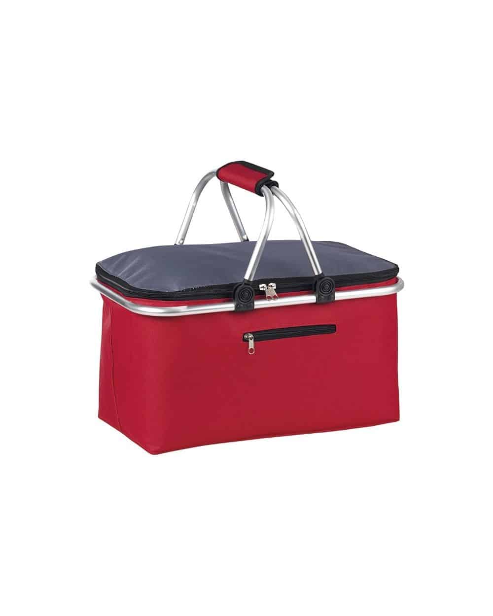 Panier pliable isotherme rouge et gris chiné