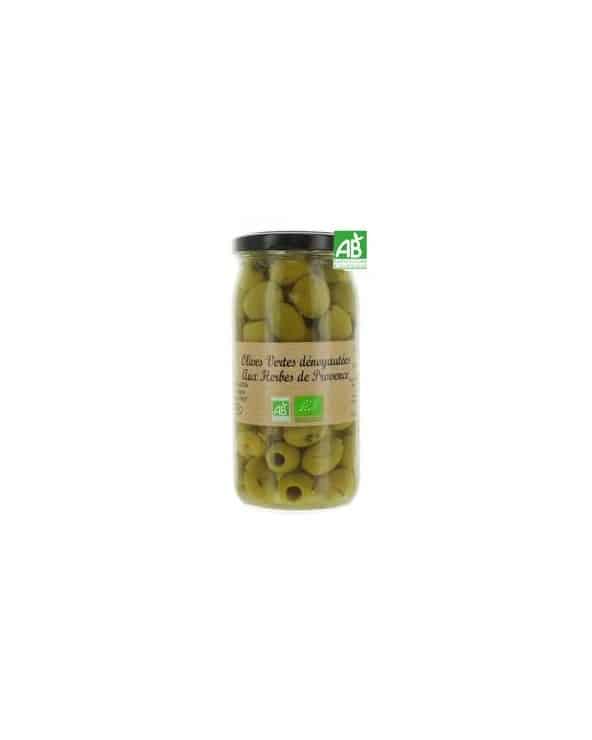 Olives vertes dénoyautées aux herbes de Provence Bio 340g