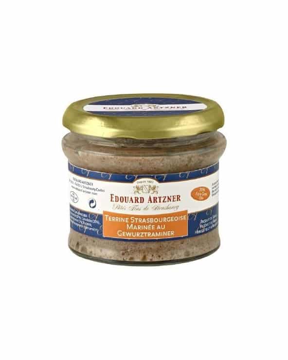 Terrine strasbourgeoise marinée au Gewurztraminer avec 20% de Foie Gras d'oie 180g