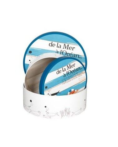 Coffret rond bleu blanc de la mer à l'océan