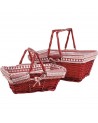 Panier osier bois rouge tissu blanc pois rouges