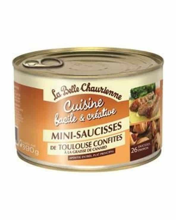Mini saucisses de Toulouse confites à la graisse de canard