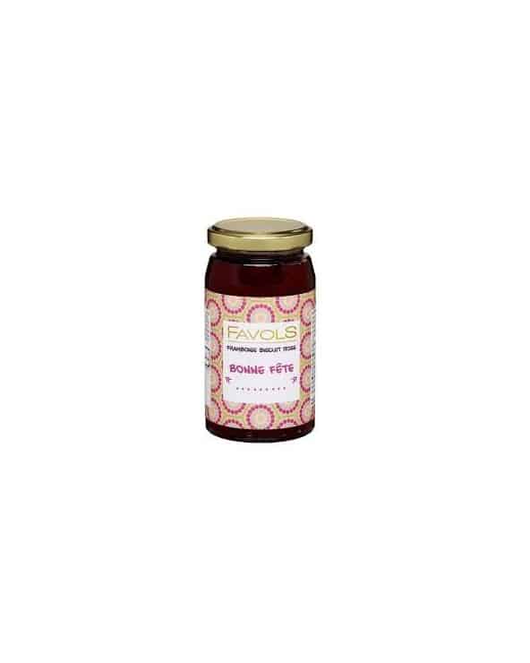 Confiture Bonne Fête framboise biscuit rose 260g