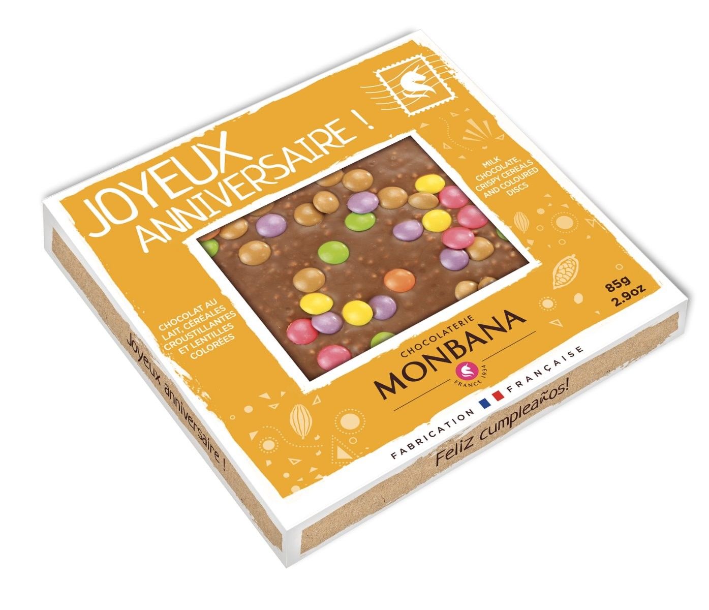 Tablette Message Joyeux Anniversaire Lait 85g Tablette Message Joyeux Anniversaire Lait 85g