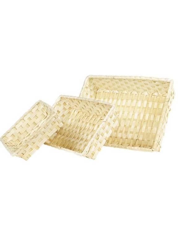 Corbeille bambou rectangle en osier beige GM