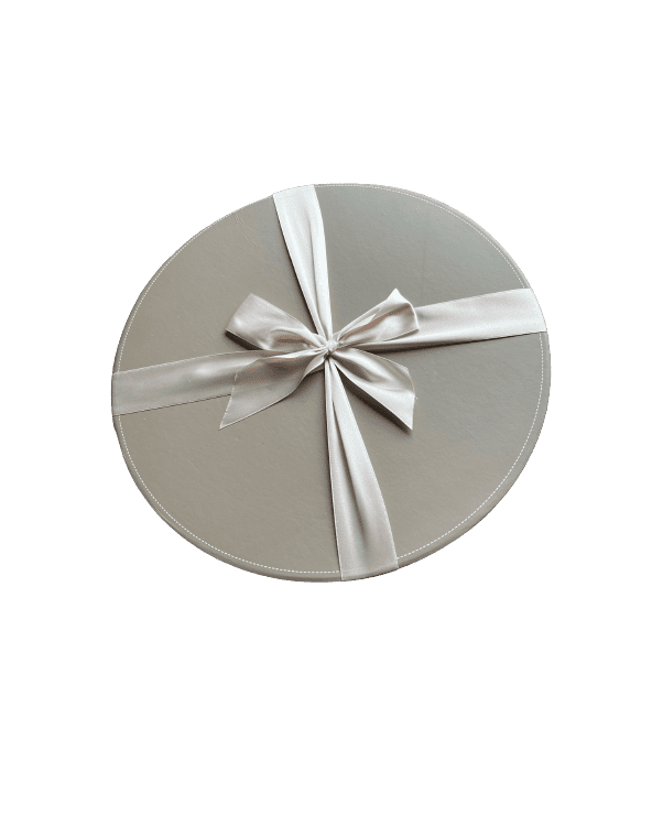 Boîte ronde taupe Nœud satin GM