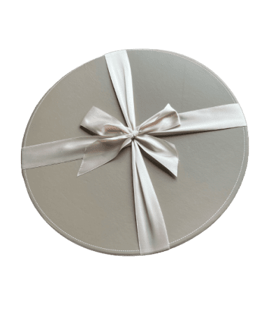 Boîte ronde taupe Nœud satin GM