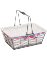 Panier Métal tissu écru bord Bleu, Blanc, Rouge