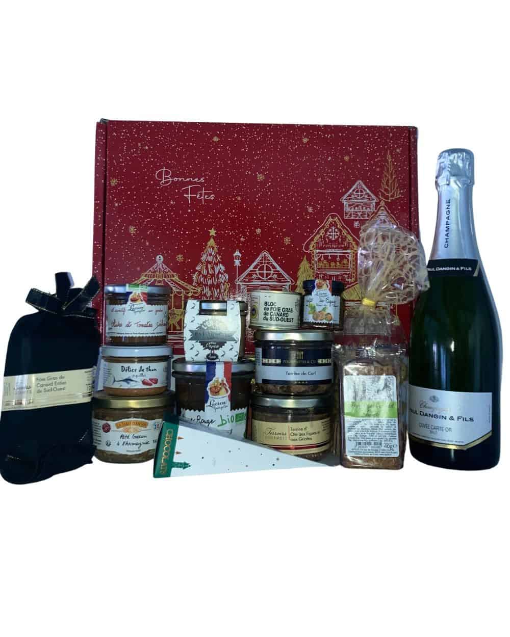 Panier Cadeau Le Noël des Gourmands - Coffret Cadeau Gourmand Festif -  Haltegourmande