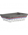 Corbeille en osier blanc et tissu gris liseré bleu blanc rouge GM