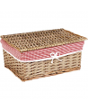 Coffret osier marron tissu vichy