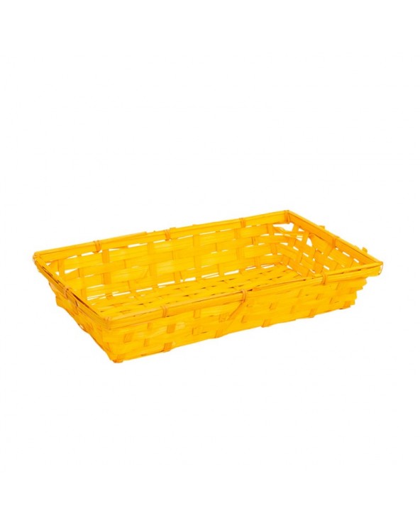 Corbeille bambou rectangle jaune GM