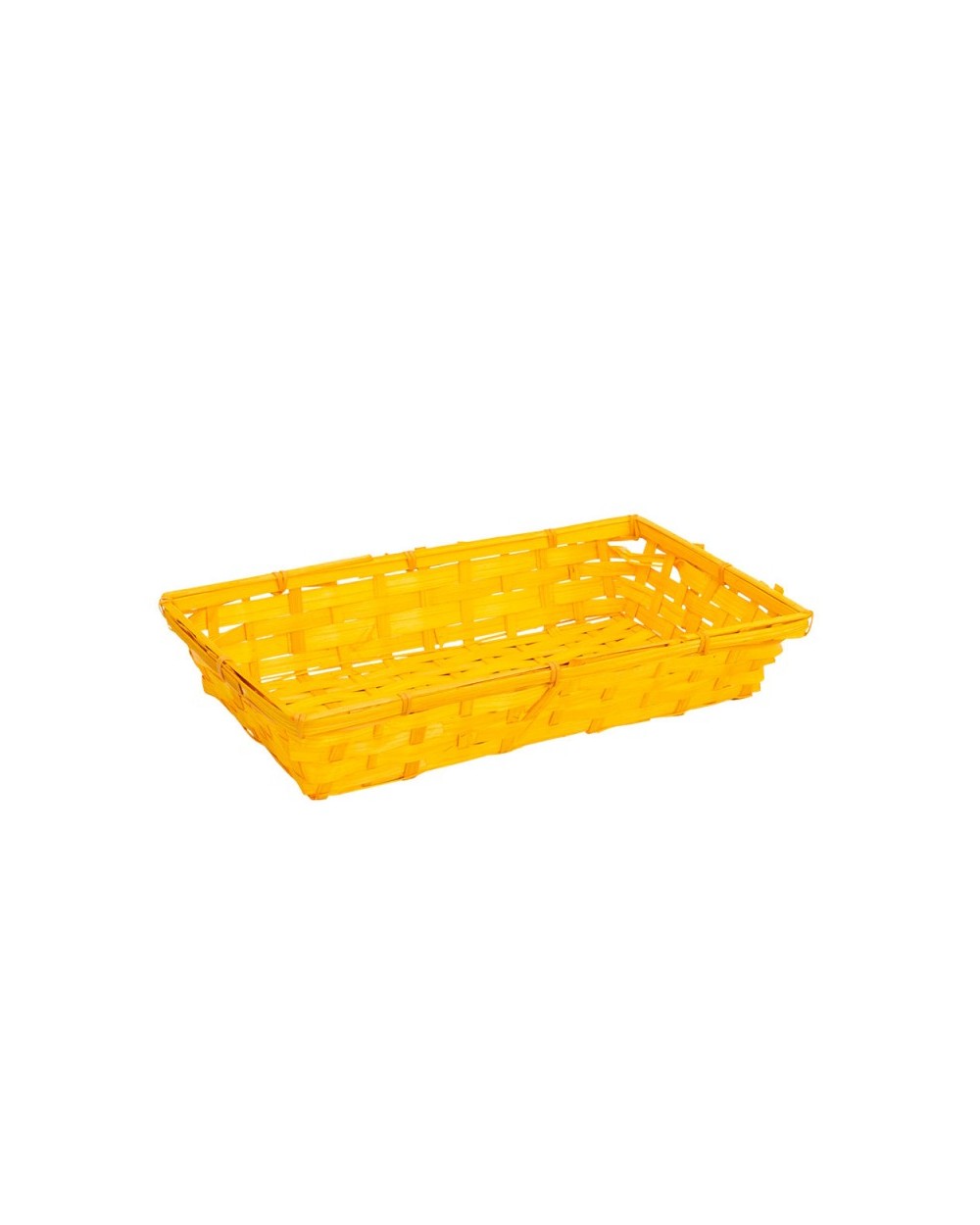 Corbeille bambou rectangle jaune GM
