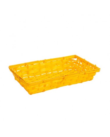 Corbeille bambou rectangle jaune GM