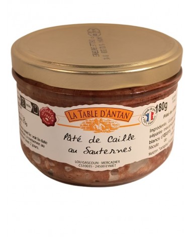 Pâté de caille au Sauternes 180g