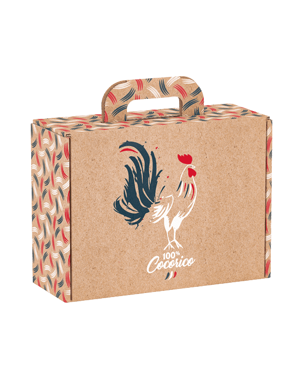 Valisette carton kraft rectangle Cocorico PM