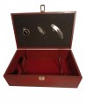 Coffret en bois rouge avec 3 ustensiles pour 2 bouteilles
