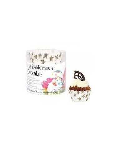 Moule à cupcakes "étoiles" dorées x45