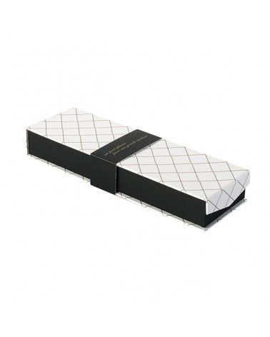 Coffret carton rectangle coloris noir/blanc/lignes or