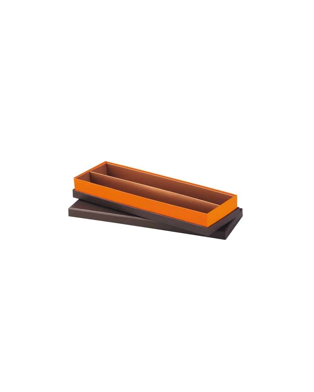 Coffret carton rectangle coloris marron/orange