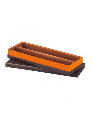 Coffret carton rectangle coloris marron/orange