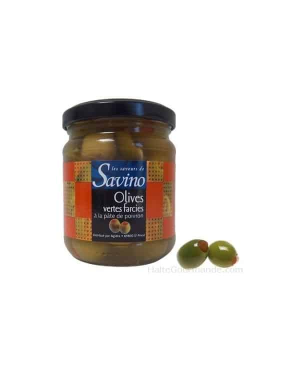 Olives vertes farcies à la pâte de poivrons 125g