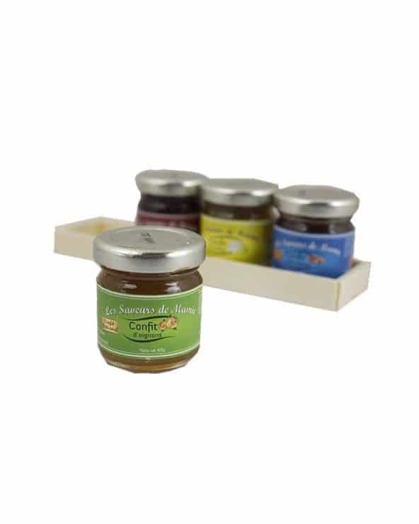 Coffret en bois de 4 Confits SAVEURS EN OR 160g