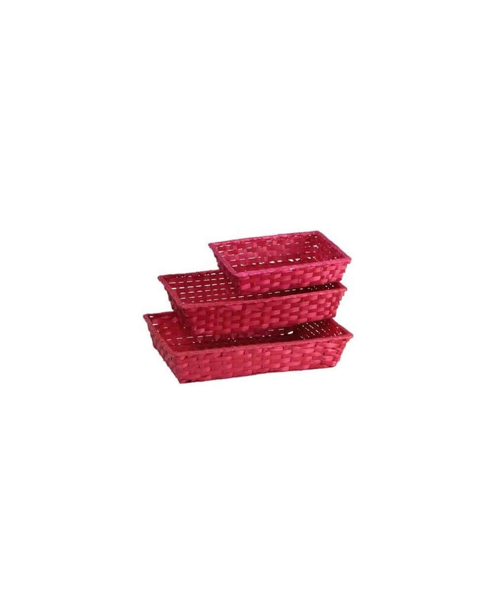 Corbeille bambou rectangle rouge PM